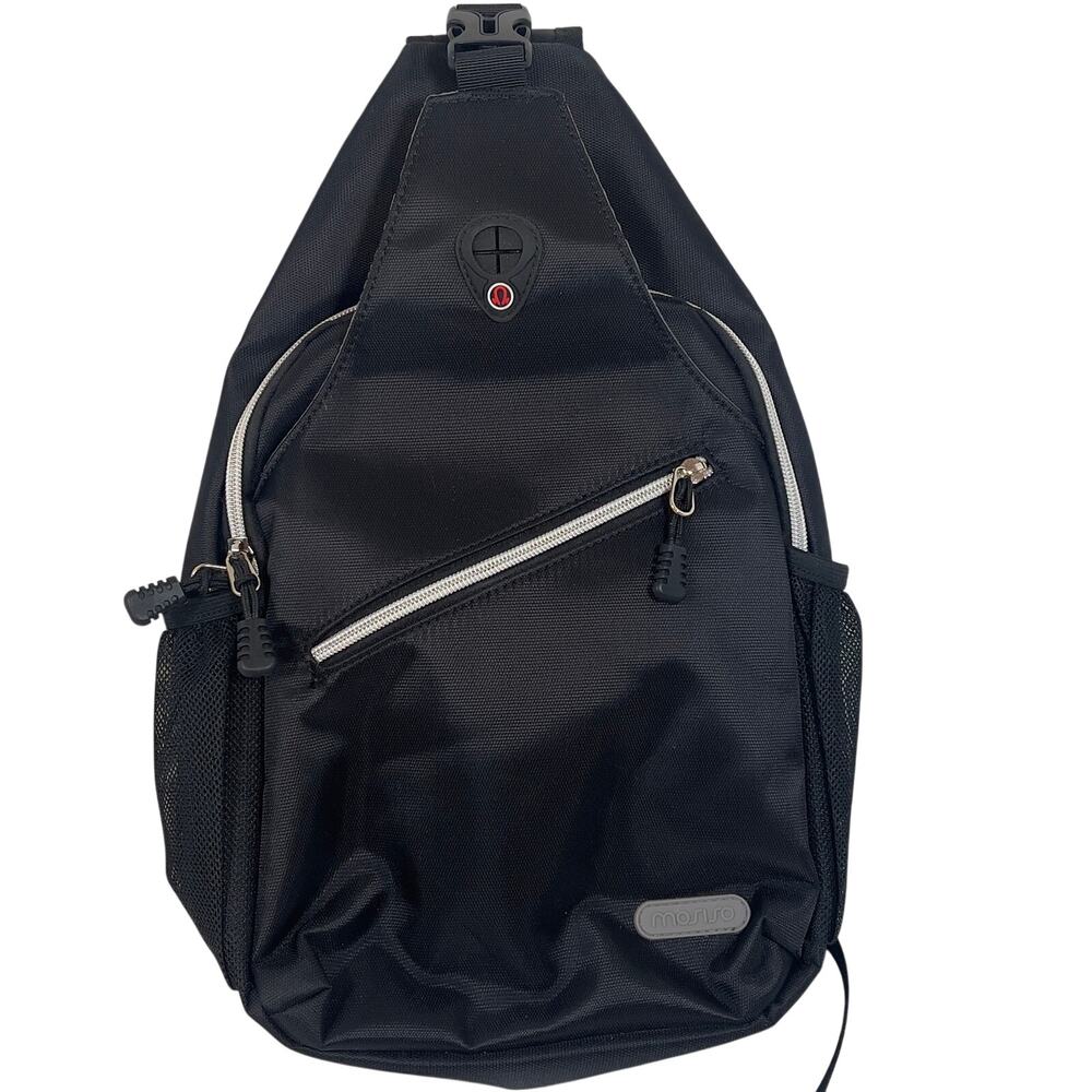 Mossiso Sling Backpack Black Water-Resistant Polyester Travel Hiking Bag